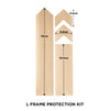 Measurements of the 4 piece Clear L Bike Frame Protection Kit Stickers